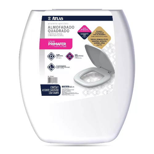Assento Almofadado Quadrado Branco Atlas
